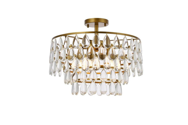 Chrome with Crystal 5 Layers Semi Flush Mount - LV LIGHTING