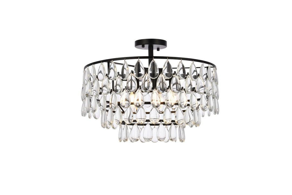 Chrome with Crystal 5 Layers Semi Flush Mount - LV LIGHTING