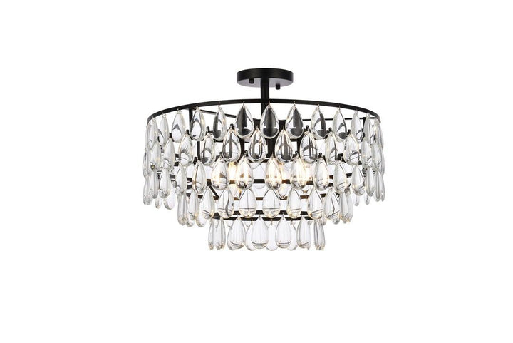 Chrome with Crystal 5 Layers Semi Flush Mount - LV LIGHTING
