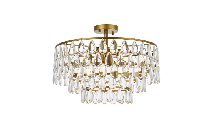 Chrome with Crystal 5 Layers Semi Flush Mount - LV LIGHTING