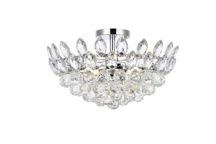 Chrome with Crystal Semi Flush Mount - LV LIGHTING