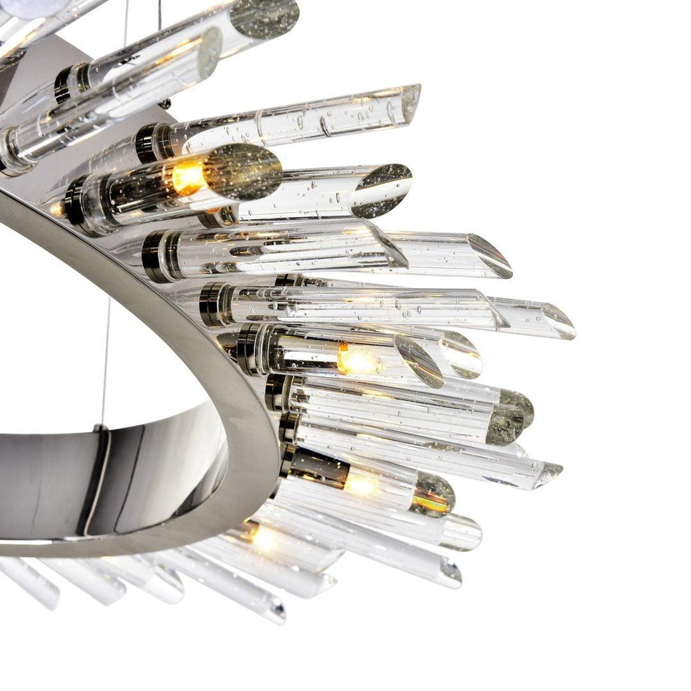Polished Nickel with Crystal Chandelier 2 Layers - LV LIGHTING