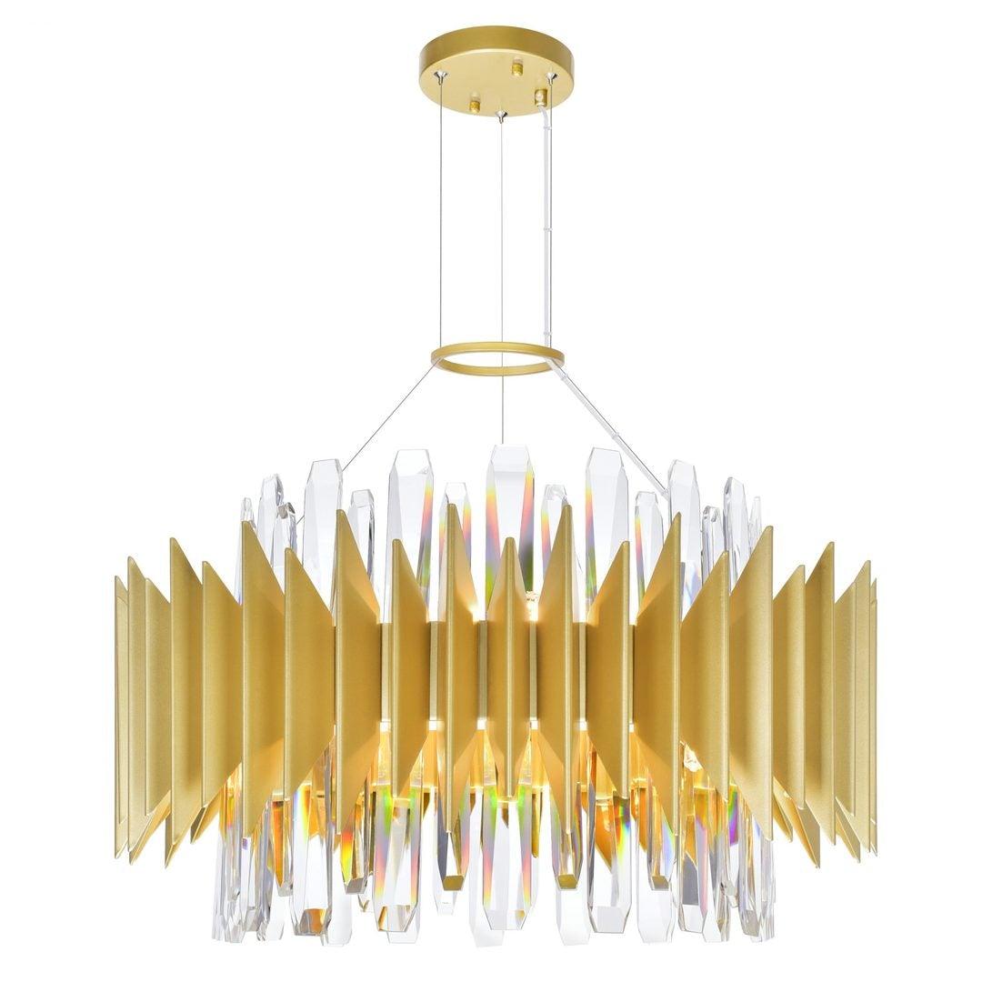 Satin Gold with Crystal Chandelier - LV LIGHTING
