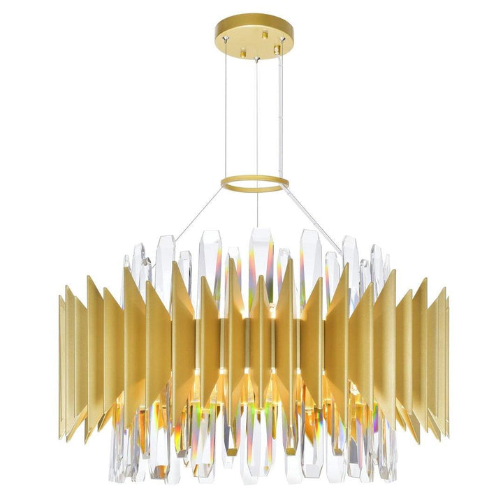 Satin Gold with Crystal Chandelier - LV LIGHTING