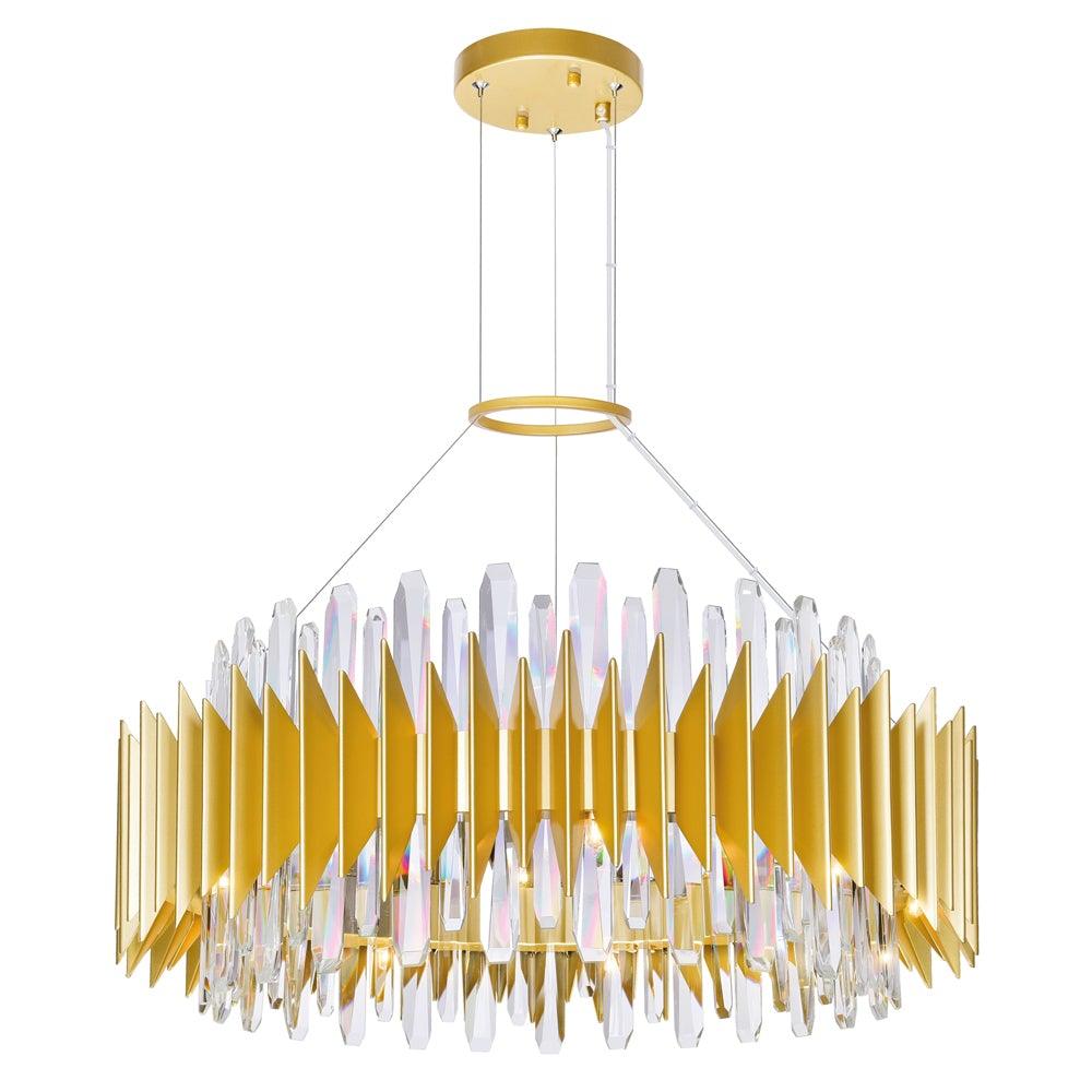 Satin Gold with Crystal Chandelier - LV LIGHTING