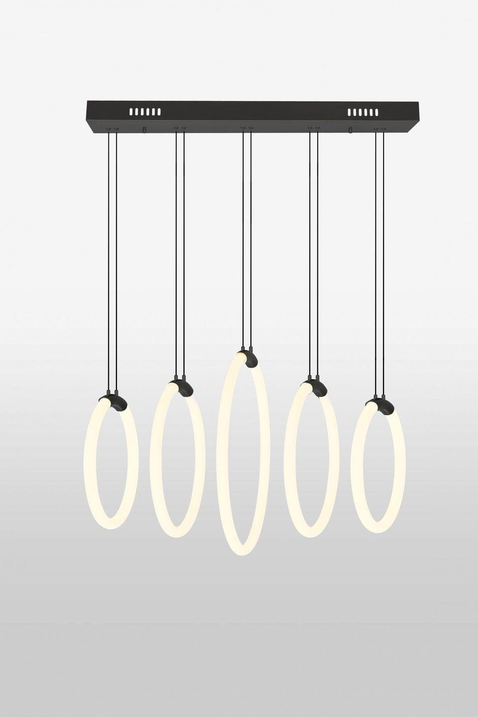 LED Satin Gold with 5 Ring Chandelier - LV LIGHTING