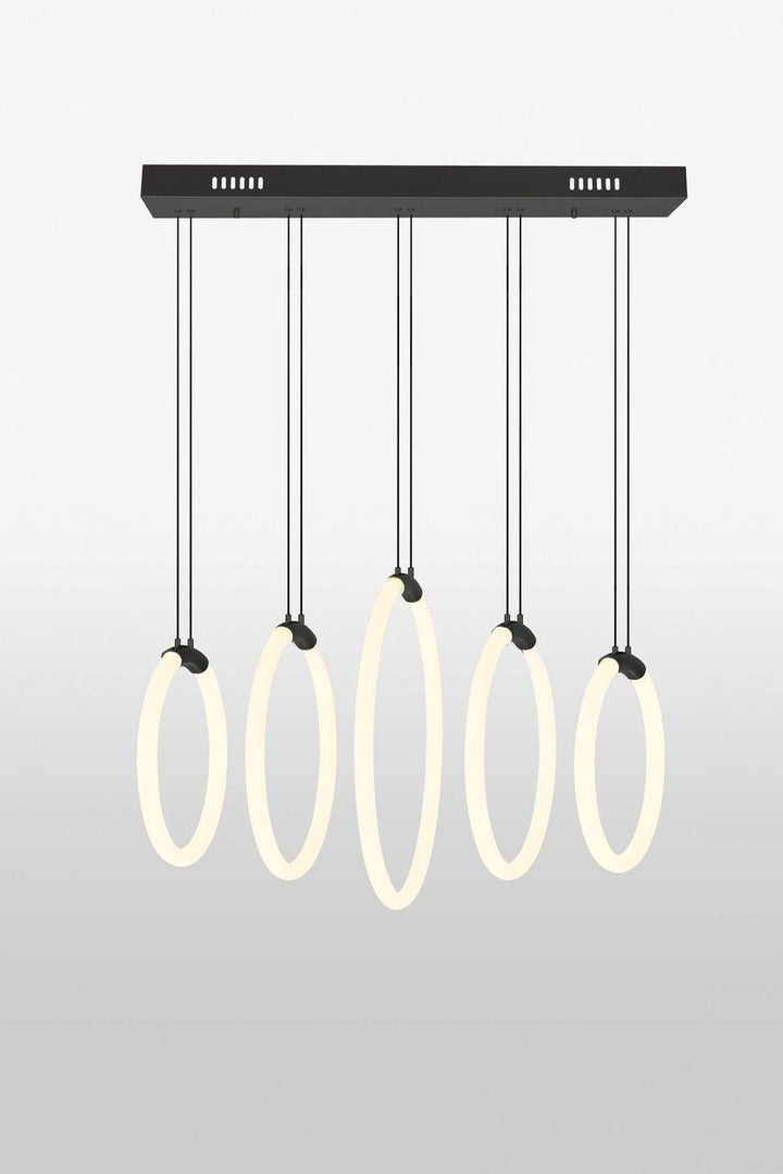 LED Satin Gold with 5 Ring Chandelier - LV LIGHTING