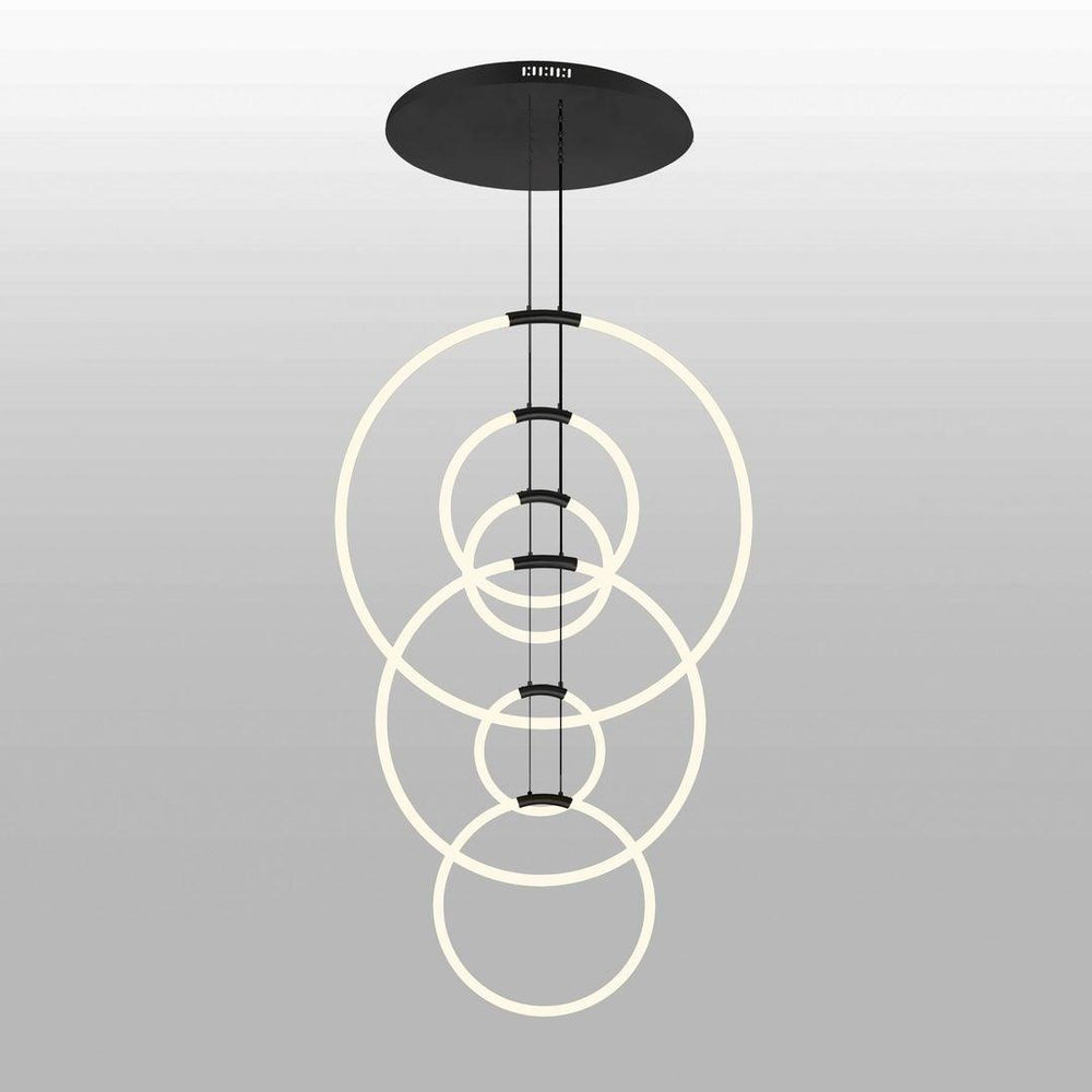 LED Satin Gold with 6 Ring Chandelier - LV LIGHTING