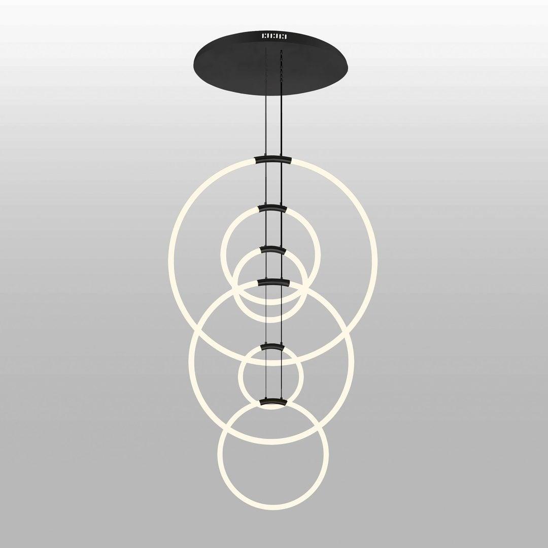 LED Satin Gold with 6 Ring Chandelier - LV LIGHTING