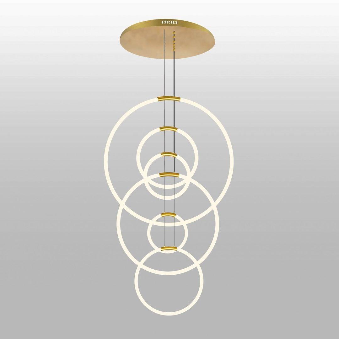 LED Satin Gold with 6 Ring Chandelier - LV LIGHTING