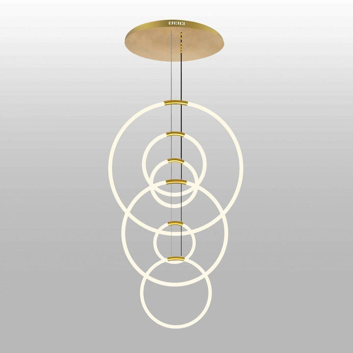 LED Satin Gold with 6 Ring Chandelier - LV LIGHTING