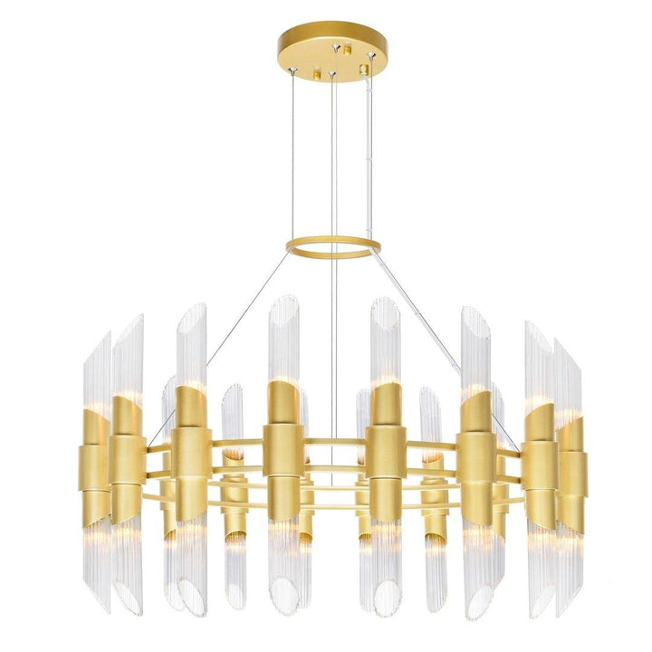 Satin Gold with Glass Tube Shade Chandelier - LV LIGHTING