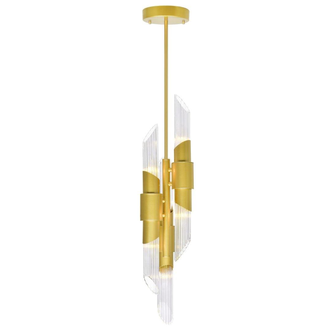 Satin Gold with Glass Tube Shade Pendant - LV LIGHTING
