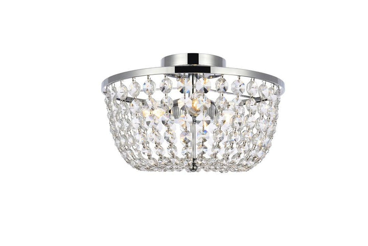 Chrome with Crystal Flush Mount - LV LIGHTING