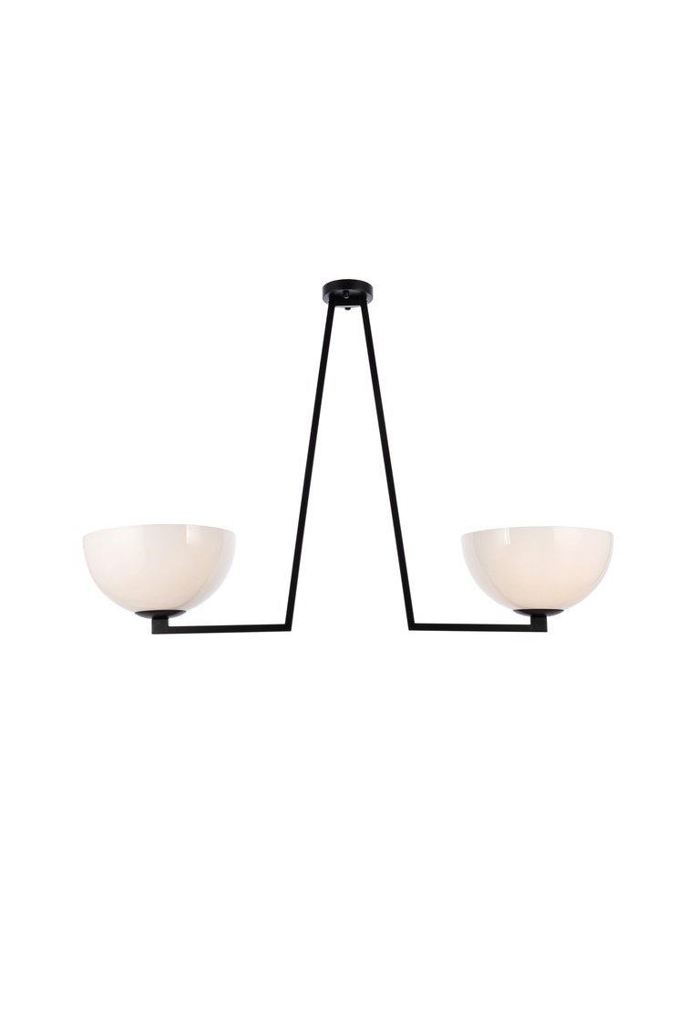 Black with Frosted Shade Two Lights Flush Mount - LV LIGHTING