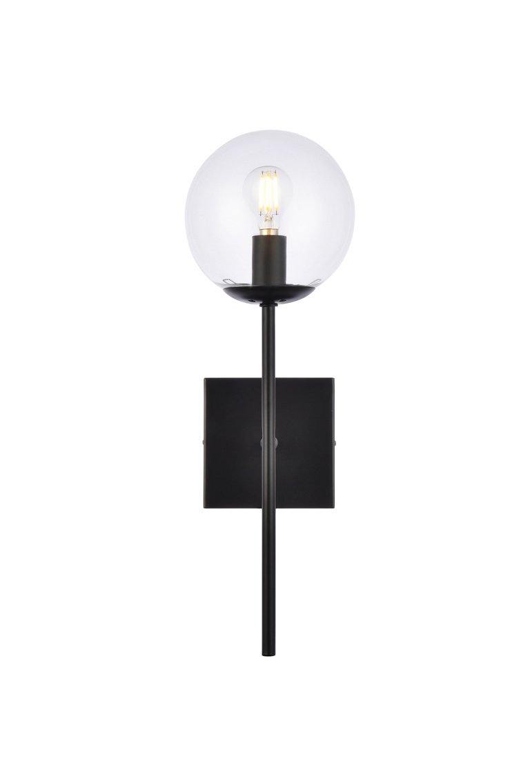 Black with Clear Shade Wall Sconce - LV LIGHTING