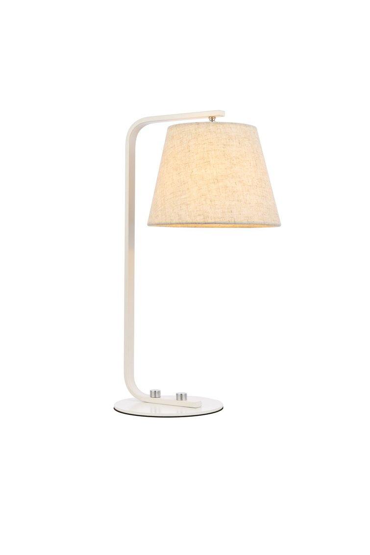 White with Beige Shade Table Lamp - LV LIGHTING