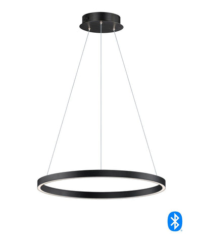 LED Black Single Ring Colour Temp Changeable Chandelier - LV LIGHTING