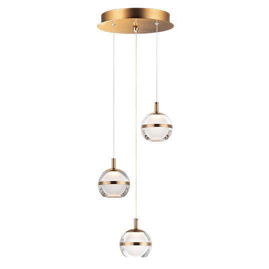 LED Chrome with Acrylic Shade 3 Light Pendant - LV LIGHTING