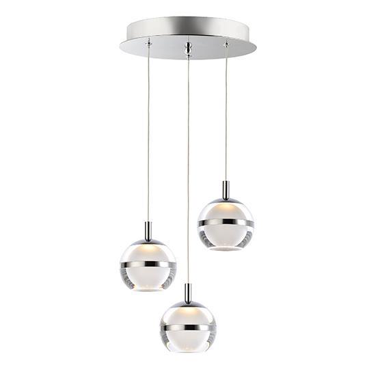 LED Chrome with Acrylic Shade 3 Light Pendant - LV LIGHTING