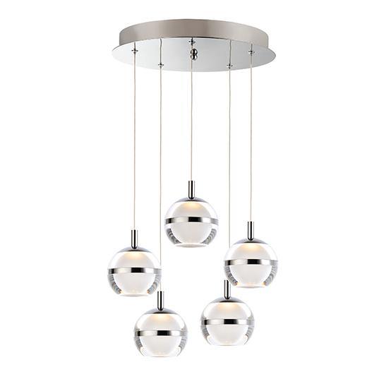 LED Chrome with Acrylic 5 Lights Pendant - LV LIGHTING