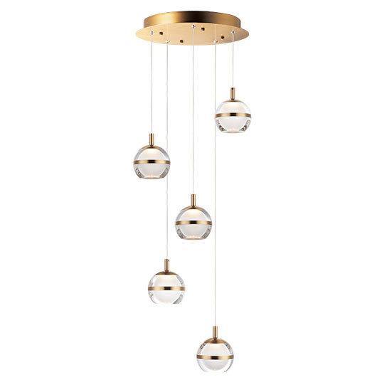 LED Chrome with Acrylic 5 Lights Pendant - LV LIGHTING