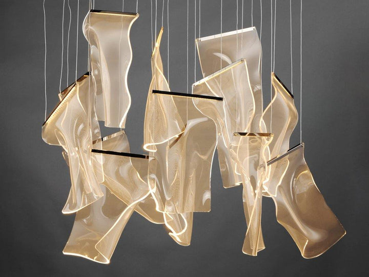 LED Steel Frame with Patterned Acrylic 13 Lights Pendant - LV LIGHTING