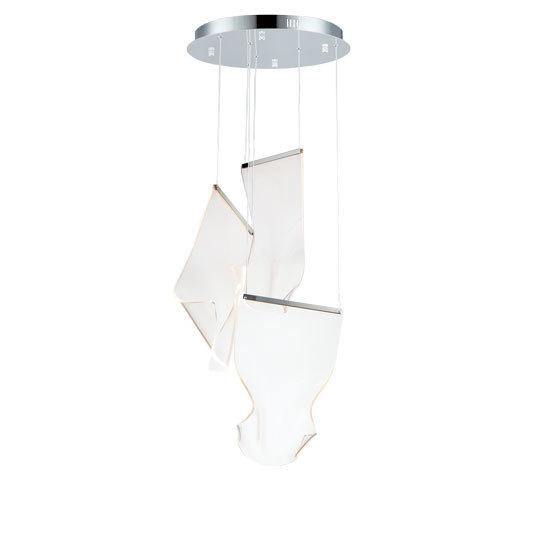 LED Steel Frame with Patterned Acrylic 3 Lights Round Canopy Pendant - LV LIGHTING