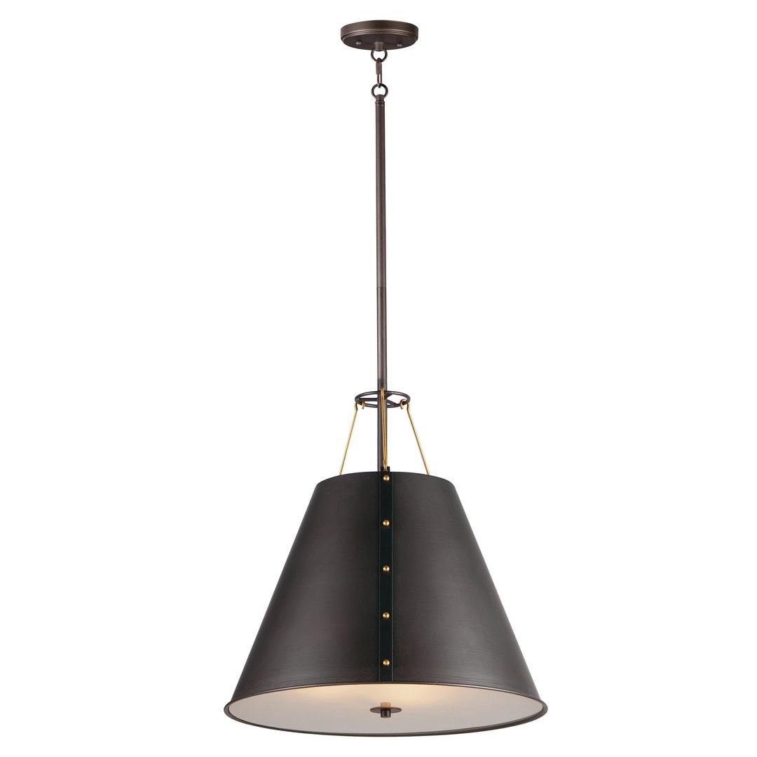 Bronze with Antique Brass and Frosted Glass 3 Light Pendant - LV LIGHTING