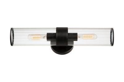Black with Glass Shade 2 Light Wall Sconce - LV LIGHTING