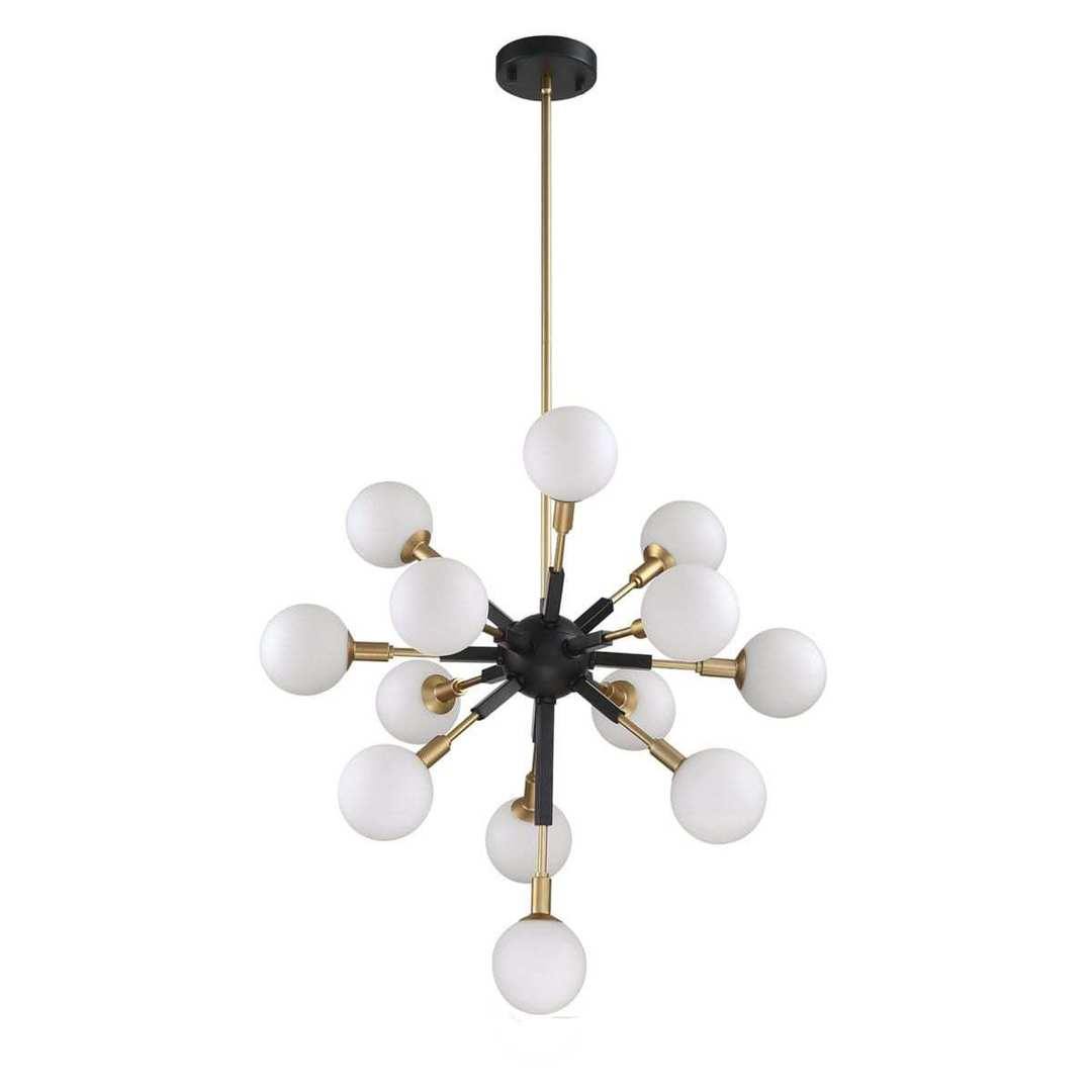 Black and Brass with Frosted Shade 13 Light Chandelier - LV LIGHTING