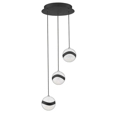 LED Black with Acrylic Globe 3 Light Pendant - LV LIGHTING