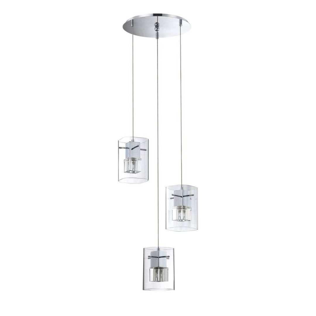 Chrome with Crystal and Glass 1 to 5 Light Pendant - LV LIGHTING