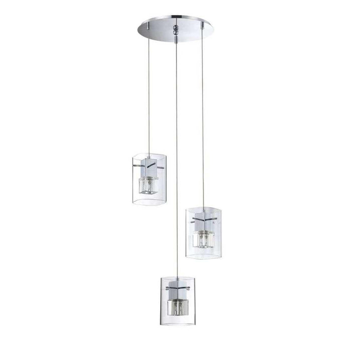 Chrome with Crystal and Glass 1 to 5 Light Pendant - LV LIGHTING