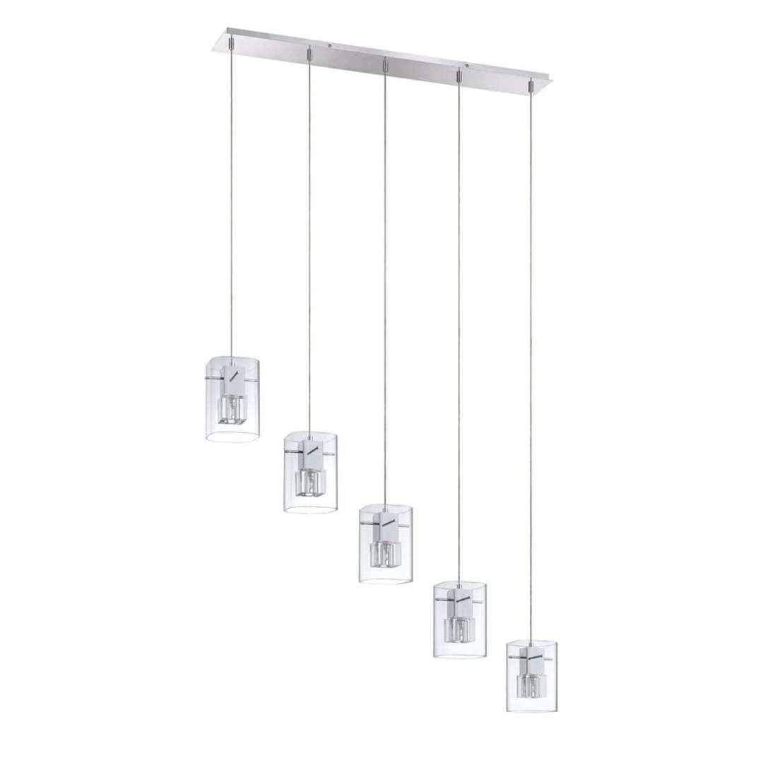 Chrome with Crystal and Glass 1 to 5 Light Pendant - LV LIGHTING