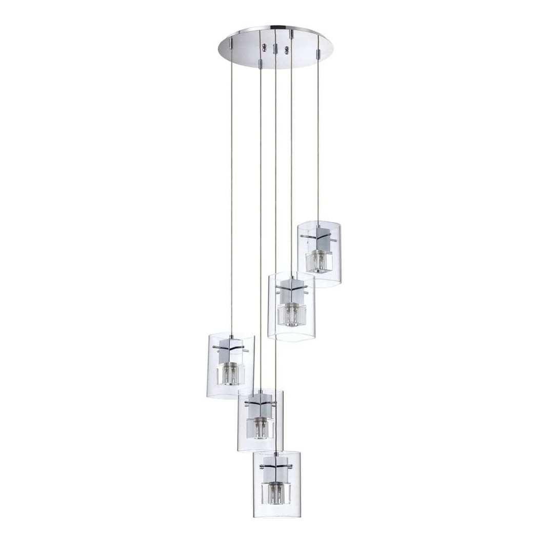Chrome with Crystal and Glass 1 to 5 Light Pendant - LV LIGHTING