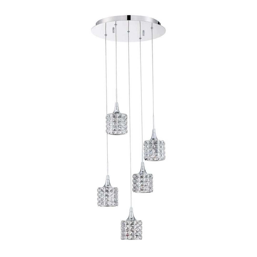 Chrome with Crystal 1 to 9 Light Pendant - LV LIGHTING