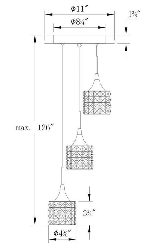 Chrome with Crystal 1 to 9 Light Pendant - LV LIGHTING