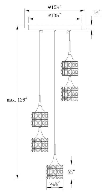 Chrome with Crystal 1 to 9 Light Pendant - LV LIGHTING