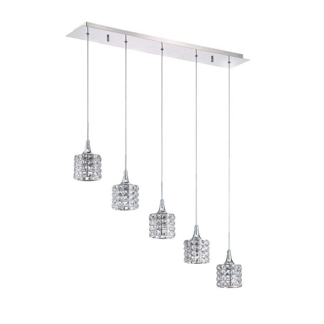 Chrome with Crystal 1 to 9 Light Pendant - LV LIGHTING