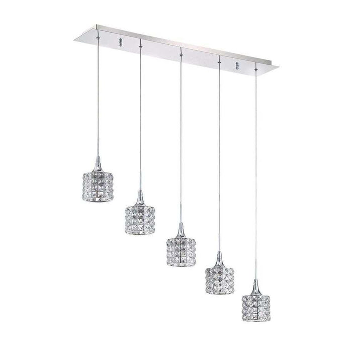 Chrome with Crystal 1 to 9 Light Pendant - LV LIGHTING
