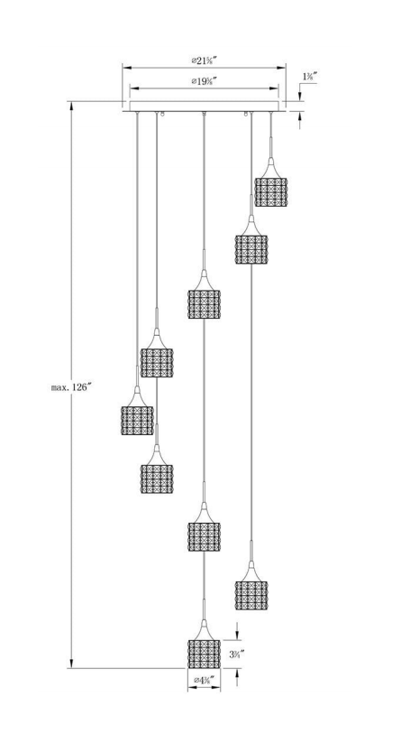 Chrome with Crystal 1 to 9 Light Pendant - LV LIGHTING