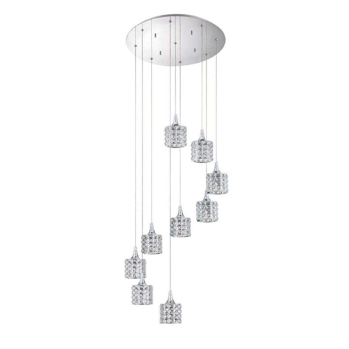 Chrome with Crystal 1 to 9 Light Pendant - LV LIGHTING