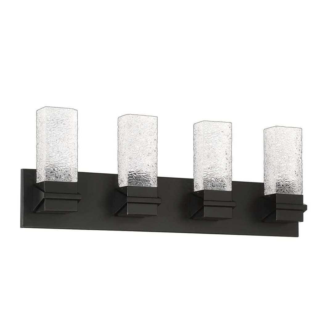 LED Steel with Icy Shade 3 to 4 Light Vanity Light - LV LIGHTING