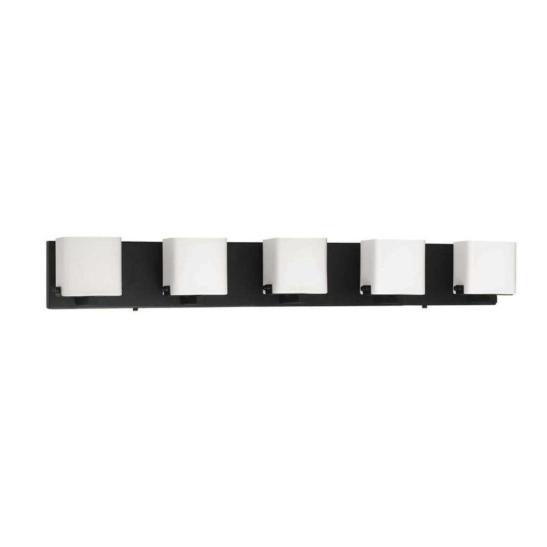 Black with Forsted Shade 3 to 5 Light Vanity Light - LV LIGHTING
