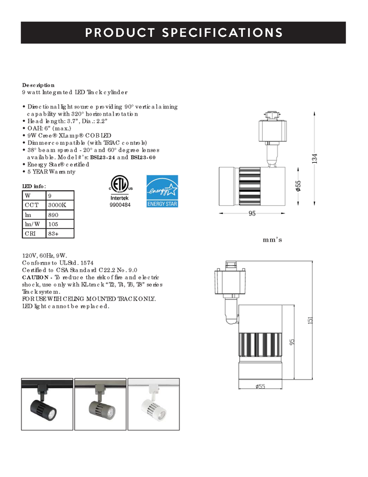 LED Black Track Head - LV LIGHTING