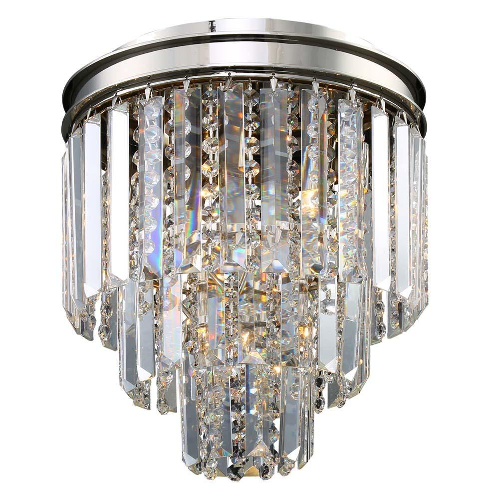 Chrome with Crystal Flush Mount - LV LIGHTING