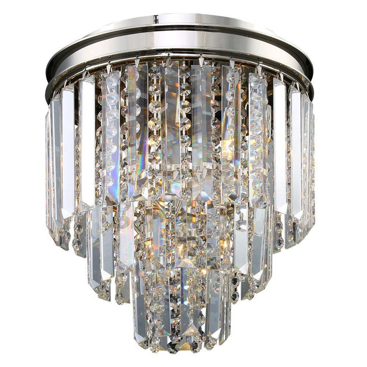 Chrome with Crystal Flush Mount - LV LIGHTING