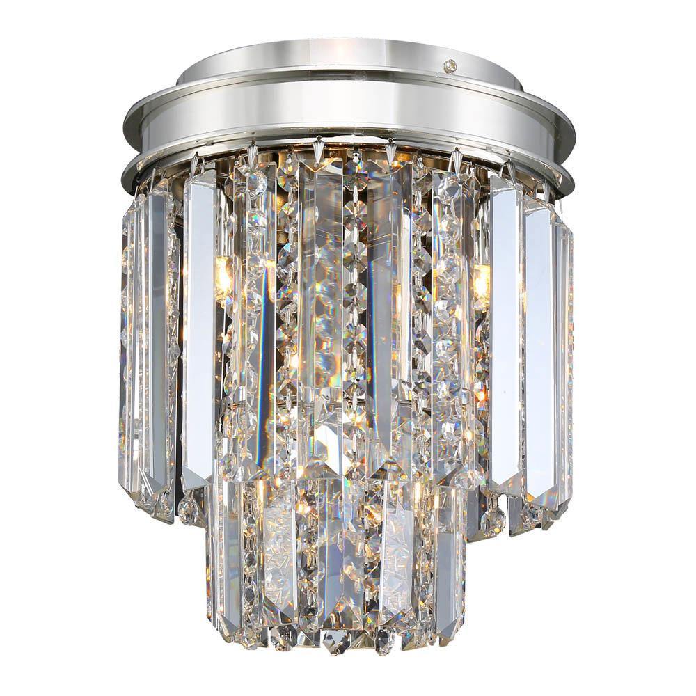 Chrome with Crystal Flush Mount - LV LIGHTING