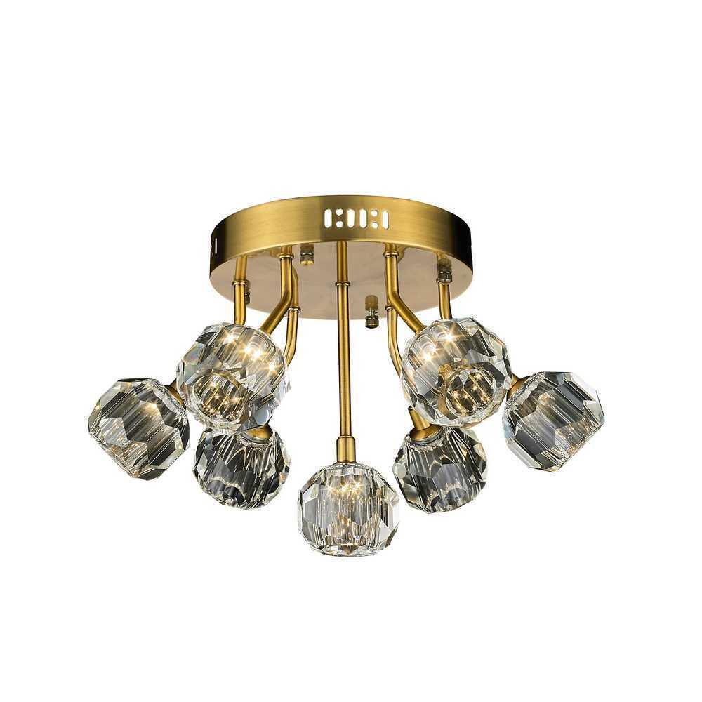 Antique Brass with Crystal Flush Mount - LV LIGHTING